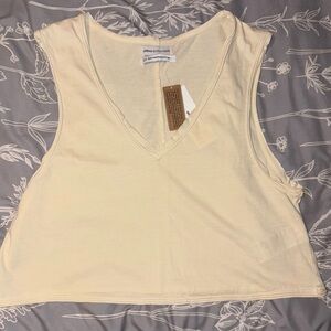 Urban Outfitters Cream Sleeveless Crop Tank Top